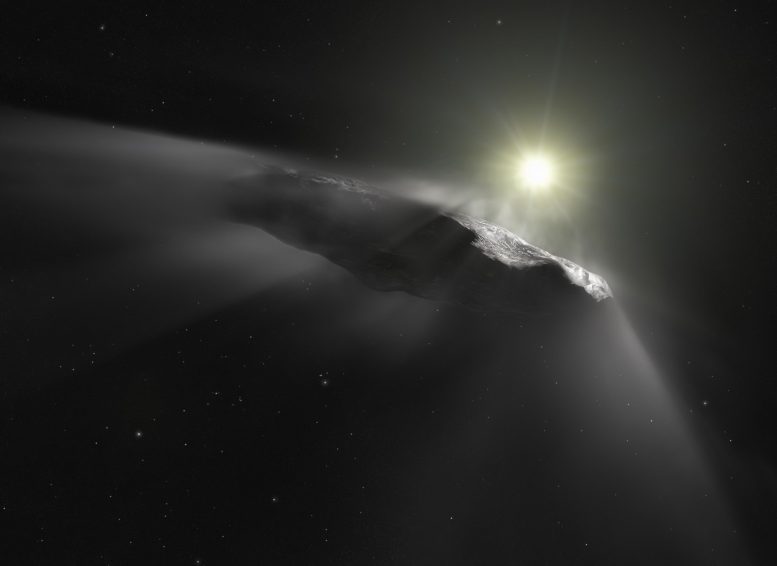 Impresión de artistas asteroide interestelar Oumuamua